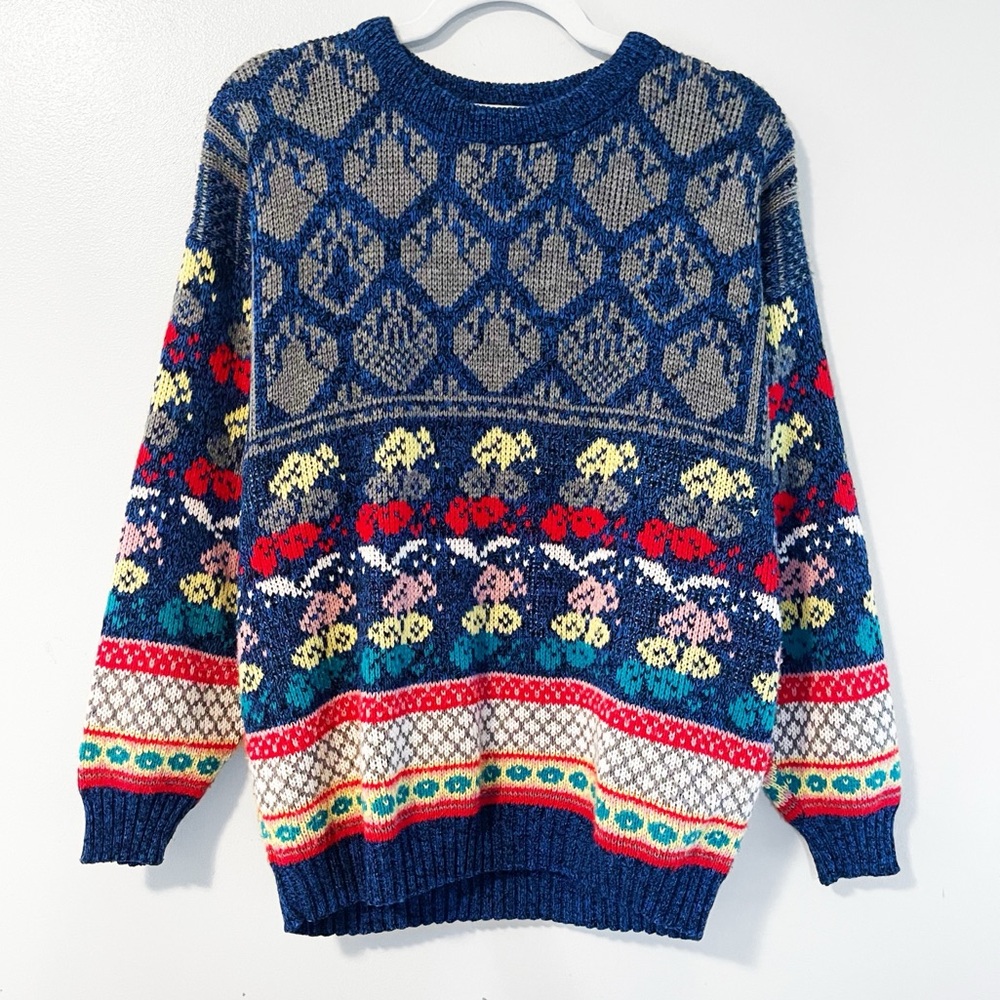 Vintage 80s 90s | Colorful Patterned Pullover Knit Sweater - Picture 2 of 9